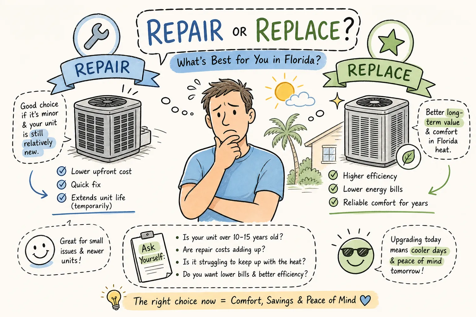 When to Replace vs. Repair Your AC Unit in Florida
