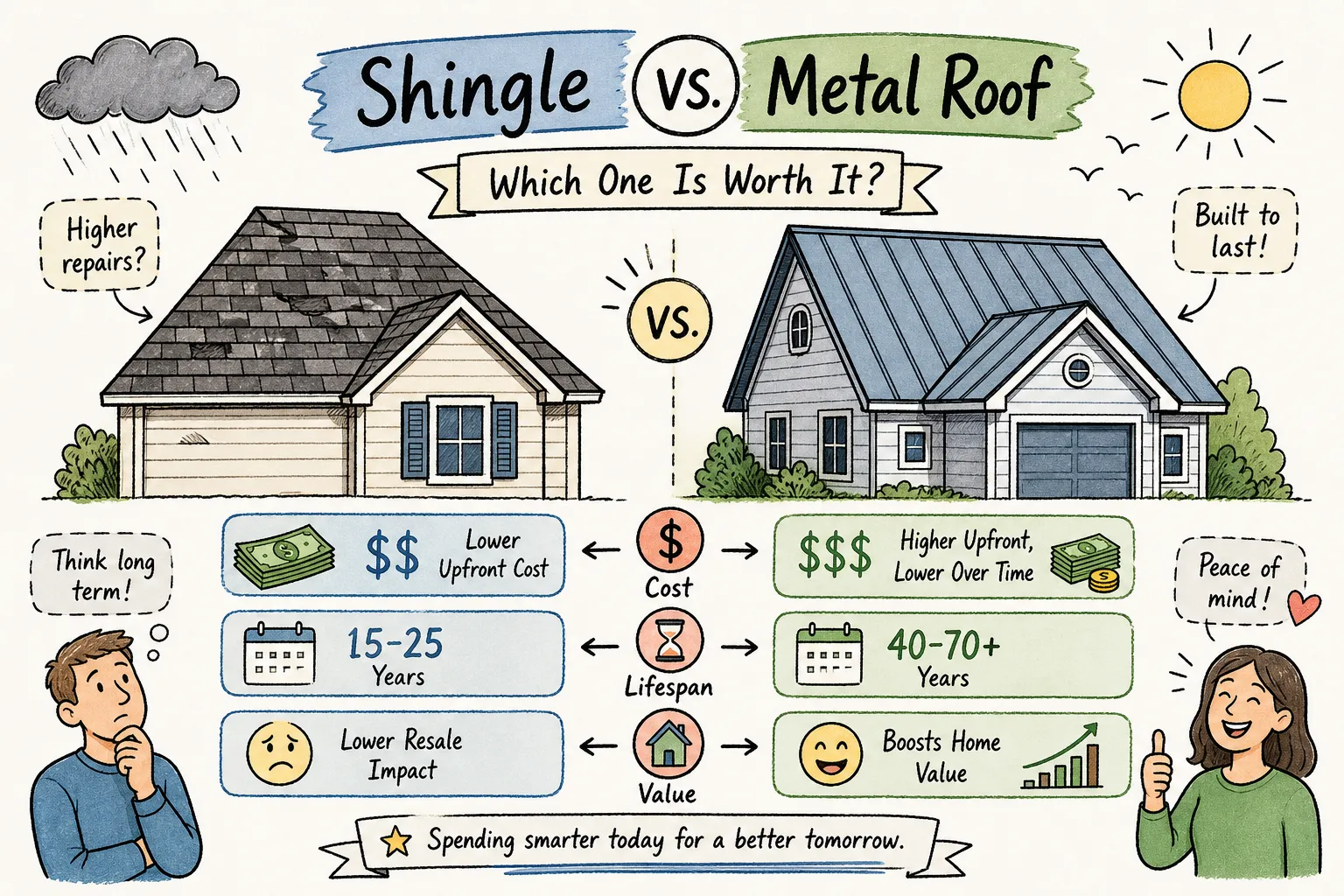 Shingle vs Metal Roof: Real Costs, Lifespan, and Value