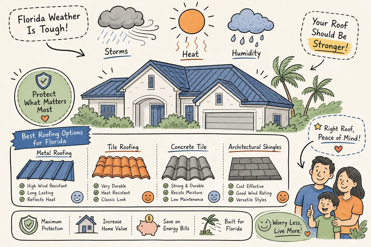 Best Roofing Types for Florida Storms, Heat, and Humidity